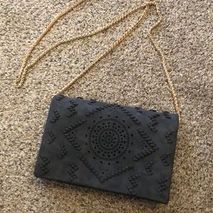 NWOT Faux Suede Black Handbag